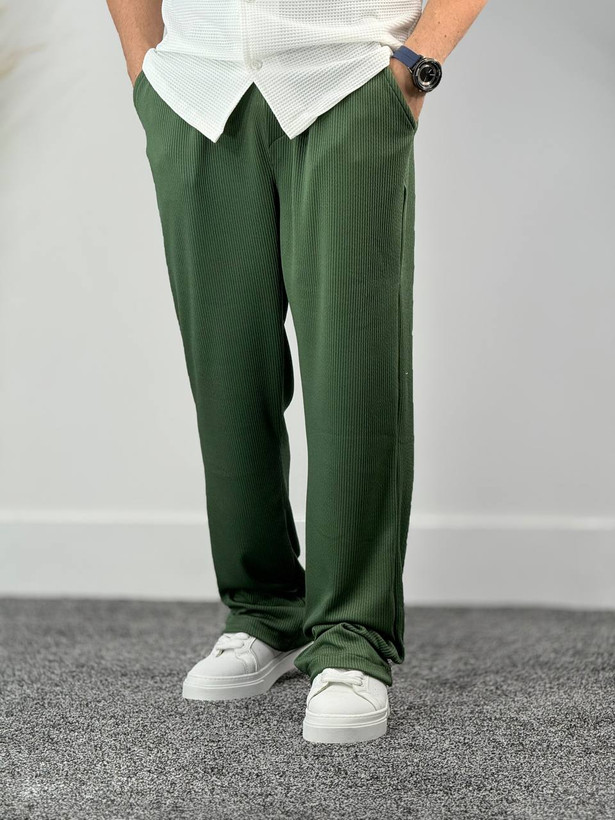 شلوار کبریتی مراکشی خنک تابستانه پارچه لخت رنگ سبز یشمی کد ۵