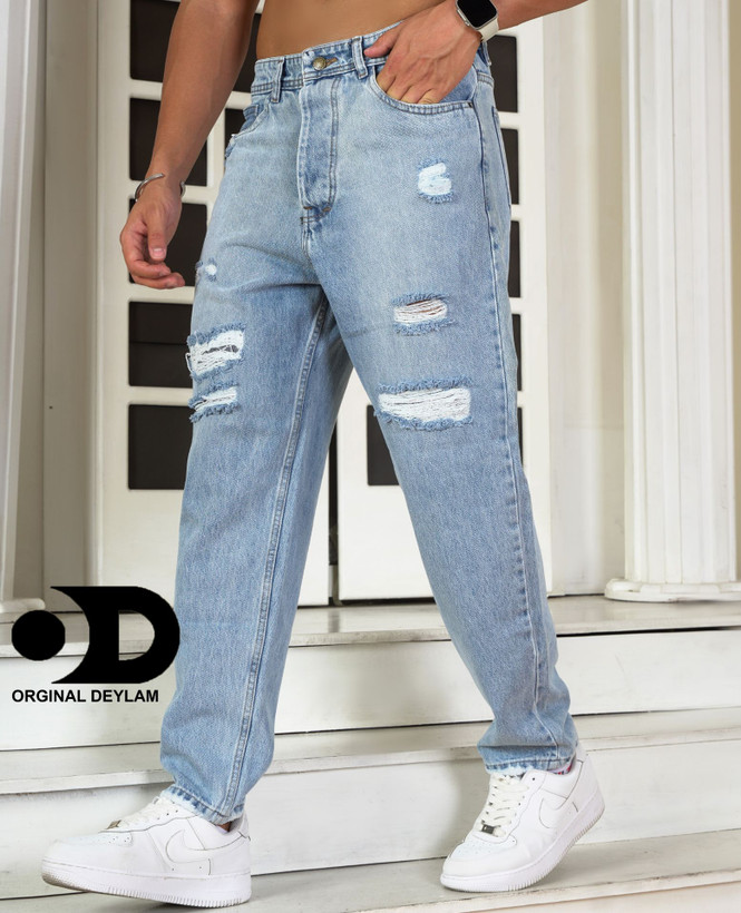 شلوار مام فیت یخی زاپ کاستوم مردانه- پارچه جین کجراه طراحی خفن