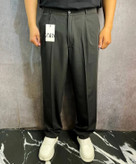 شلوار نیم بگ پارچه ای مردانه مشکی پلیسه دار