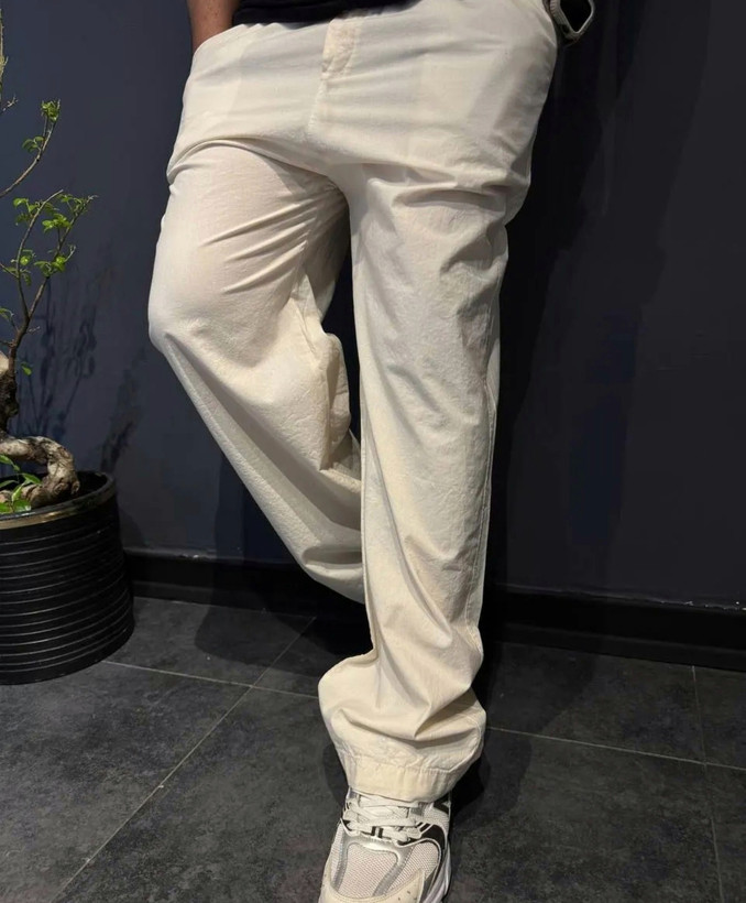 شلوار فول بگ کنفی لینن استخونی مردانه ` فوقالعاده خنک و سبک و با کیفیت