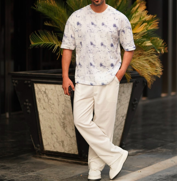 شلوار فول بگ کنفی لینن استخونی مردانه ` فوقالعاده خنک و سبک و با کیفیت