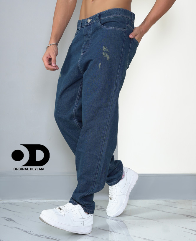 Men's mom fit pants in dark navy green | Excellent quality