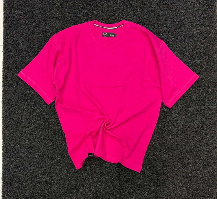 تیشرت بیسیک صورتی گلبه ای مردانه | استایل لش باکسی پارچه ماکان