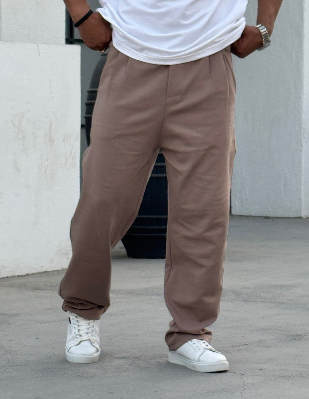 شلوار بگ پارچه ای نسکافه ای | پارچه مازراتی لوکس و شیک