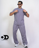 ست رو همی تیشرت شلوار طوسی مردانه پارچه مراکشی مدل بگی