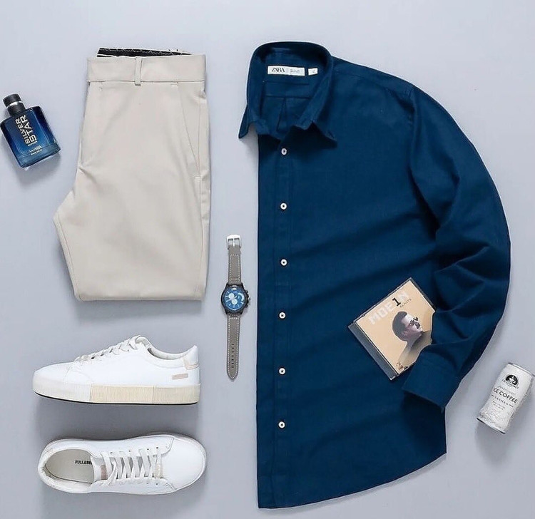 پیراهن سرمه ای لینن مردانه | محصول جذاب و پرمیوم اورجینال دیلم کد L56