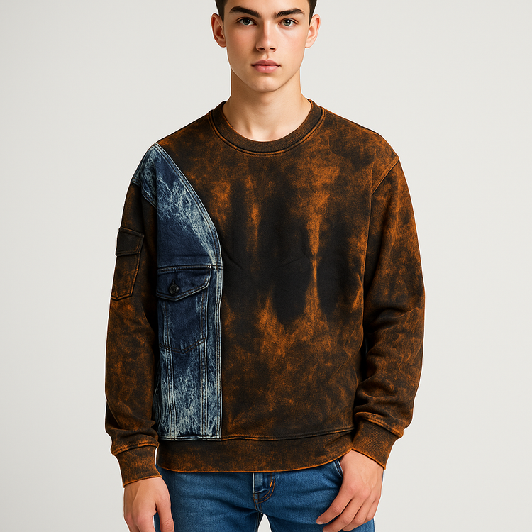 دورس یقه گرد مردانه سه نخ پنبه رنگ کاستوم کد 552