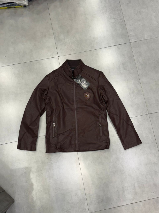 کاپشن چرم پسرانه قهوه ای سوخته سایز S و M | مناسب برای نوجوان