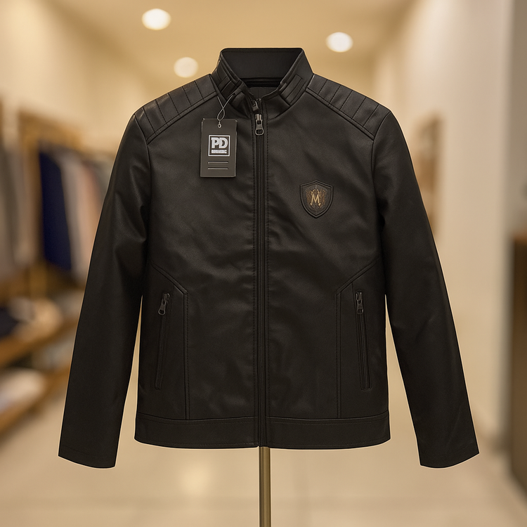 Black Boys' Leather Jacket Size S & M | Suitable for teenagers