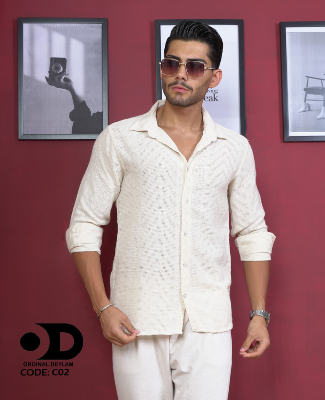 پیراهن کنفی پارچه بوکله با بافت حصیری فوق العاده خنک کد C02