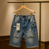 شلوارک لی مردانه سرمه ای بگ واید پارچه کجراه اعلا