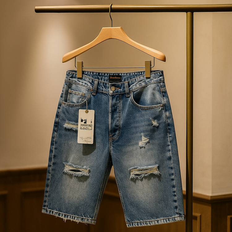 شلوارک لی مردانه سرمه ای بگ واید پارچه کجراه اعلا