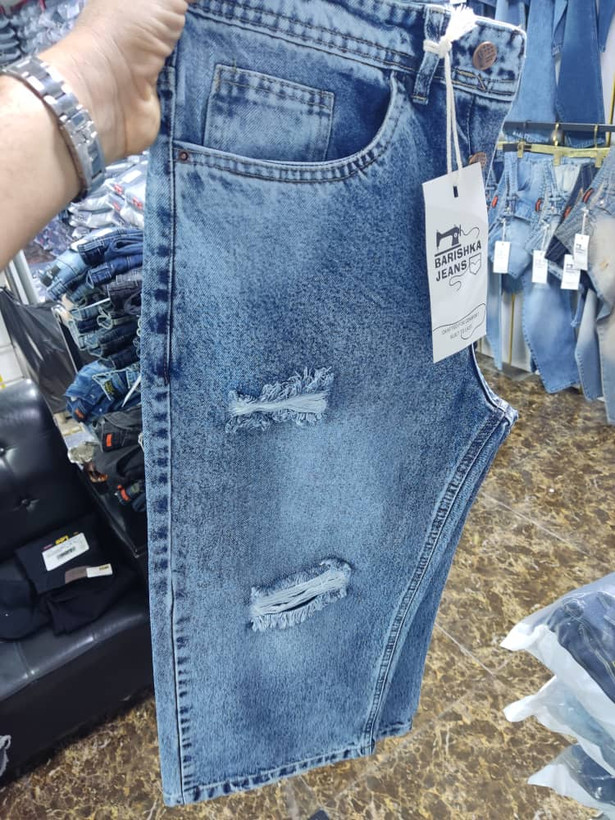 شلوارک لی مردانه سرمه ای بگ واید پارچه کجراه اعلا