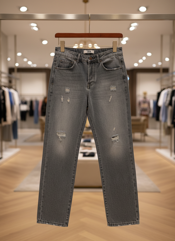 شلوار جین فول بگ مردانه تینک طوسی نوک مدادی | فوقالعاده شیک و خفن