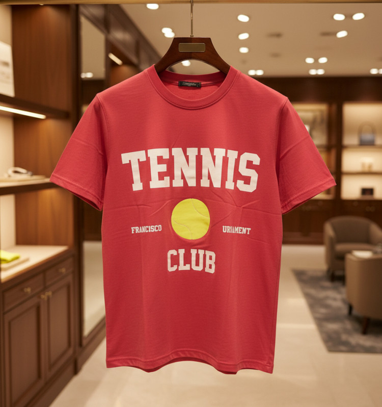 تیشرت طرح تنیس لاکچری بسیار جذاب صورتی با چاپ پفکی