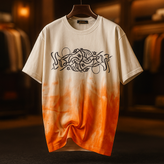 تیشرت سفید پیسوله ای طرح خار نارنجی تای دای