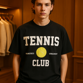 تیشرت طرح تنیس لاکچری بسیار جذاب مشکی با چاپ پفکی