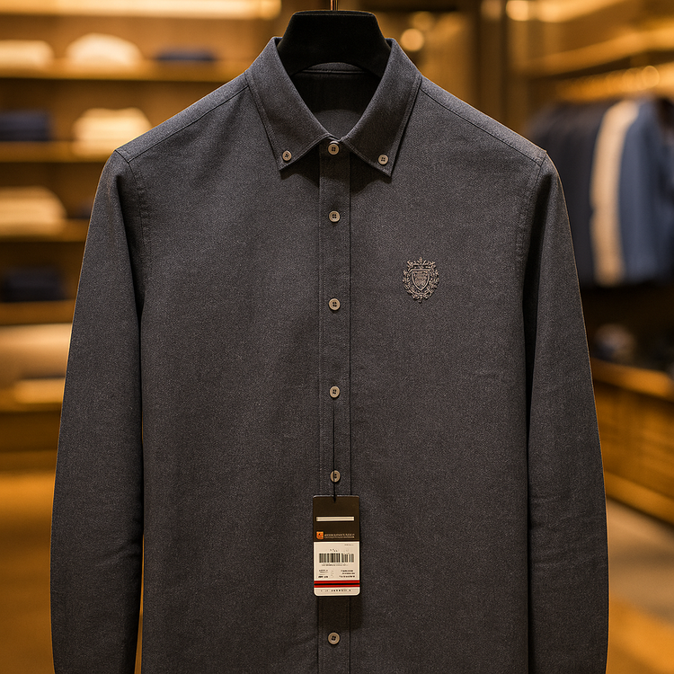 پیراهن اسپرت طوسی سیر مردانه | شیک و خاص پارچه آکسفورد