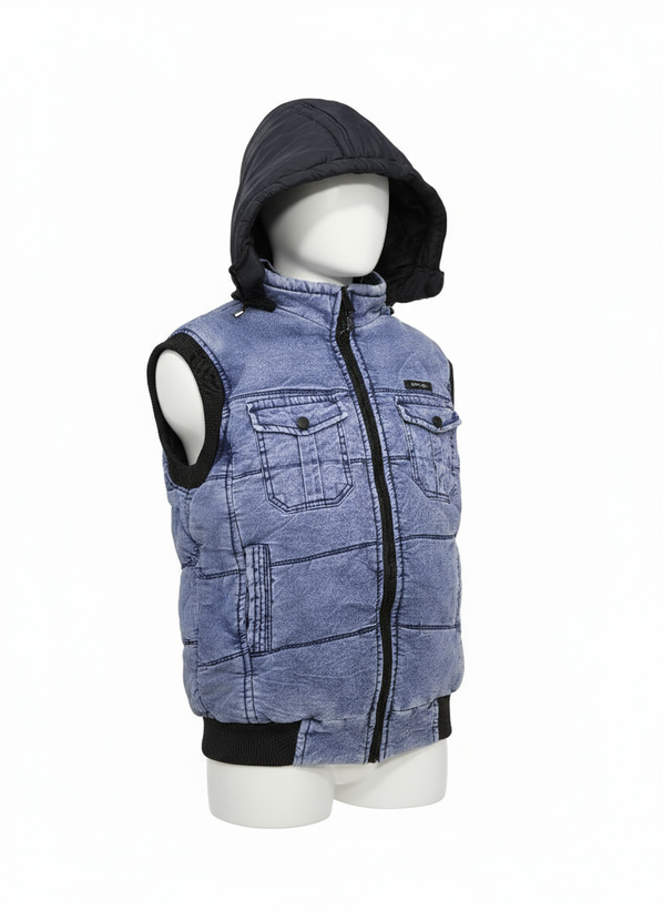 ژیله طرح جین آبی سنگشور کلاهدار مردانه اسپرت و فوقالعاده جذاب 🤍🤍