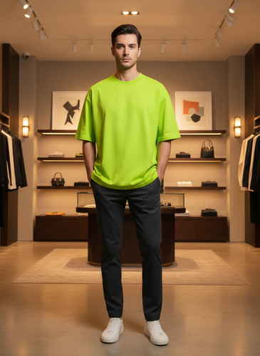 تیشرت بیسیک لش سبز فسفری پارچه ماکان | کیفیت استثنایی