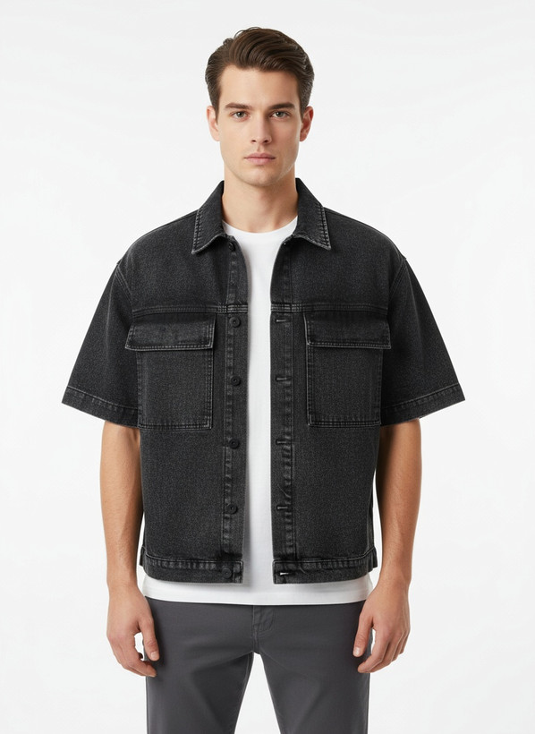 کت جین آستین کوتاه باکسی اولد مانی | فوقالعاده شیک و مدرن