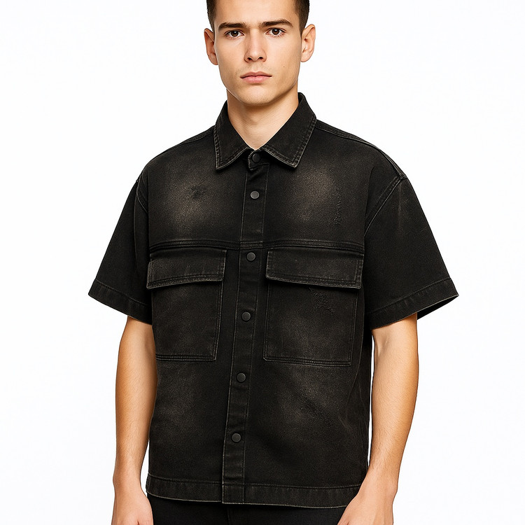 کت جین آستین کوتاه ذغالی نفتی خاص🫠 باکسی اولد مانی | فوقالعاده شیک و مدرن