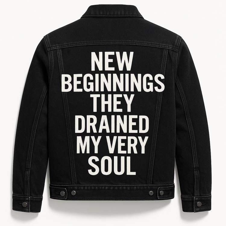 کت جین مشکی پشت چاپ قواره باکسی اولد مانی ۲۰۲۵