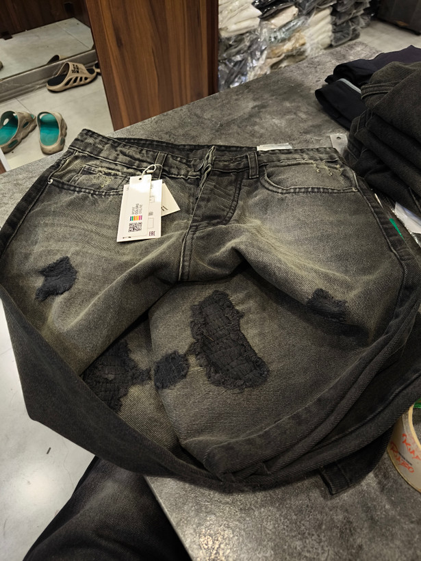 شلوار بگ مردانه رنگ ذغالی تینک سبز گازوییلی خاص کاستوم کد 3264