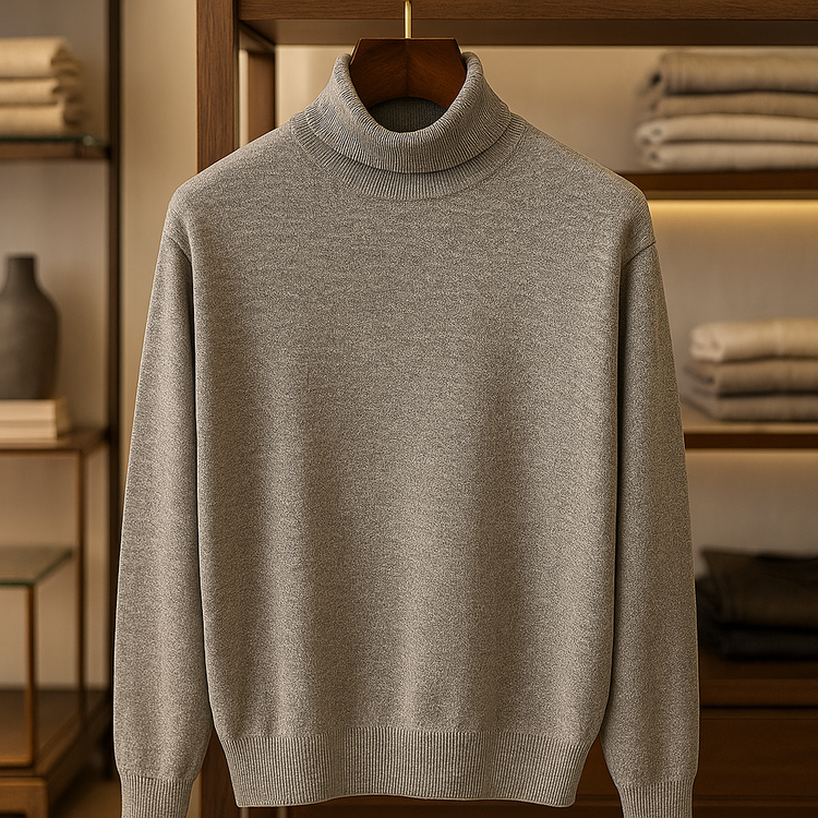 یقه اسکی طوسی فری سایز بافت آجری مناسب برای سایز XL و XXL / اورجینال دیلم