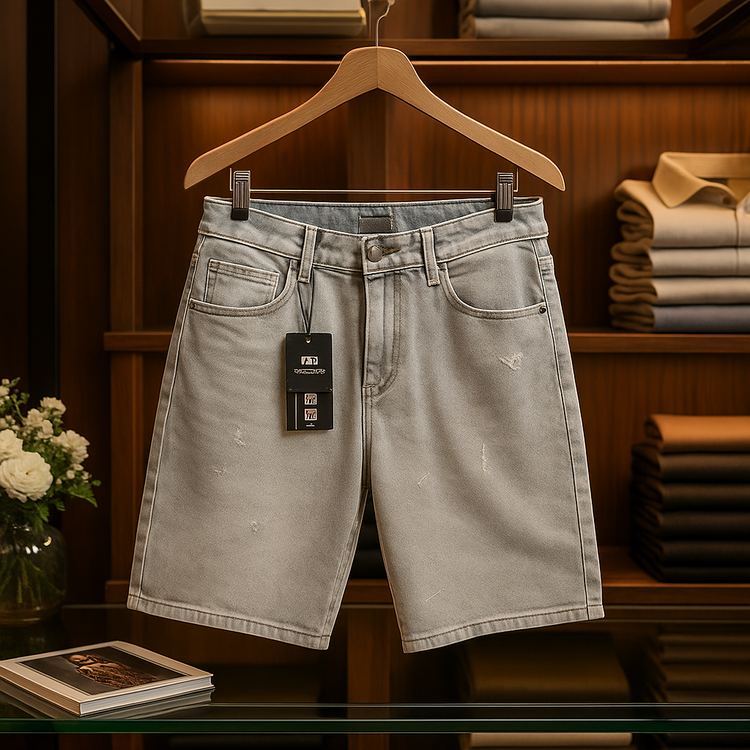 شلوارک لی طوسی روشن مردانه | پارچه دنیم کجراه اعلا | کیفیت عالی