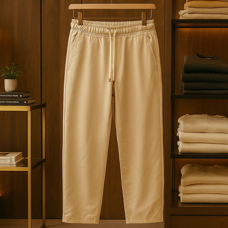 شلوار اسلش بگ مردانه پارچه مازراتی رنگ کرمی