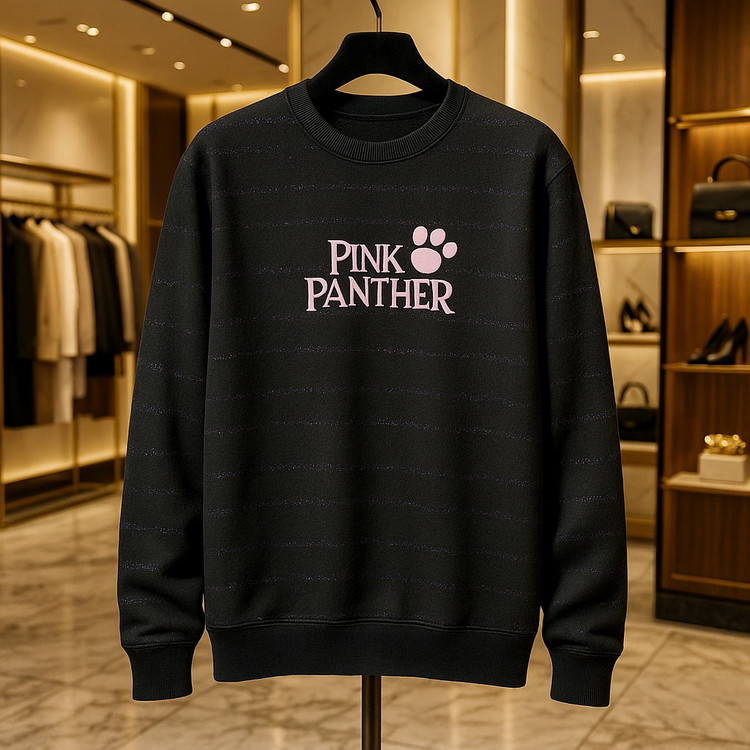 دورس مشکی طرح پلنگ صورتی شیک و جذاب | پارچه پنبه سه نخ خار خورده