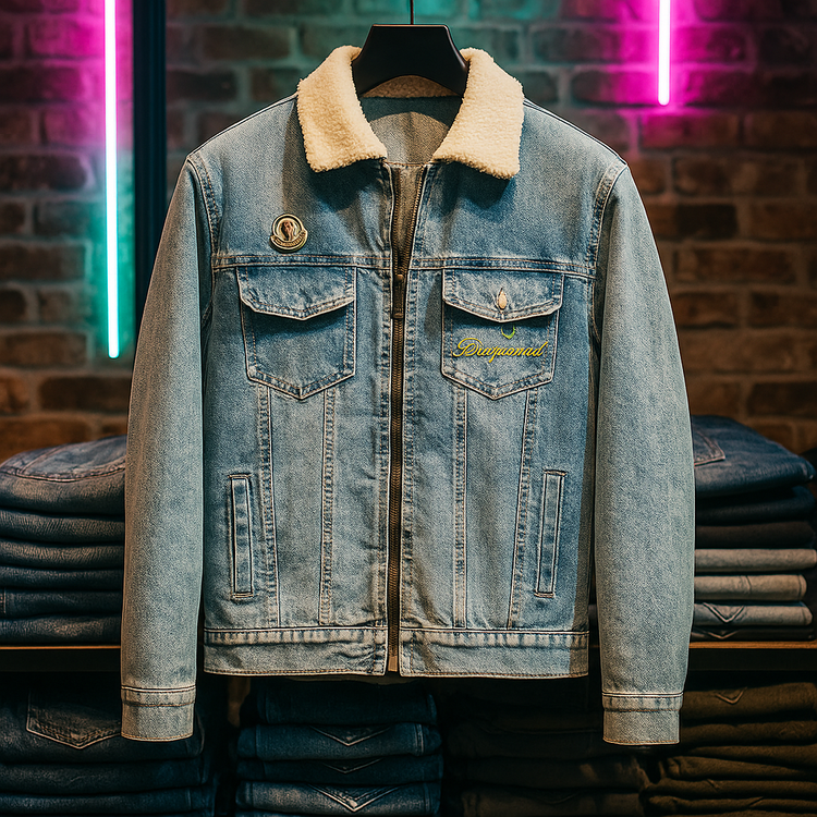 کت جین باکسی یخی زیپ دار با آستر خز بره ای فوقالعاده با کیفیت | 2XL