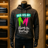 هودی مشکی چاپ رنگی MASFLAY با شعار Always Be Yourself –(همیشه خودت باش)