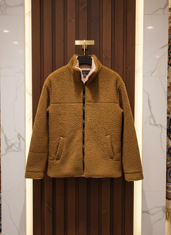 ژاکت دو رو خز قهوهای کاراملی (Camel Brown) - وزن ۱ کیلو ! کیفیت استثنایی| استایل لوکس اولد مانی