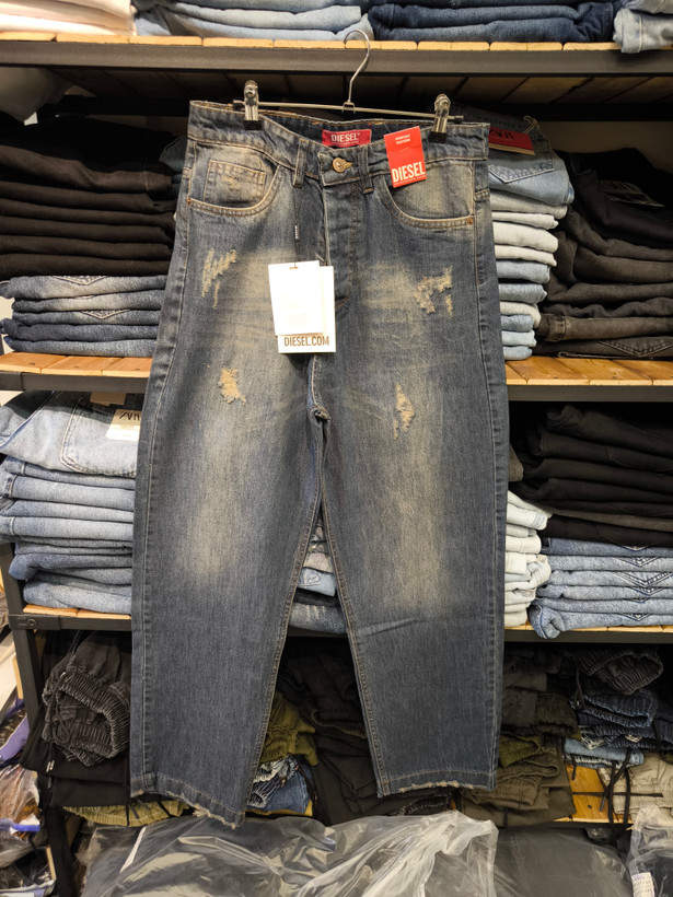 شلوار بگ مردانه پارچه جین کجراه پنبه کد ۷۶۶