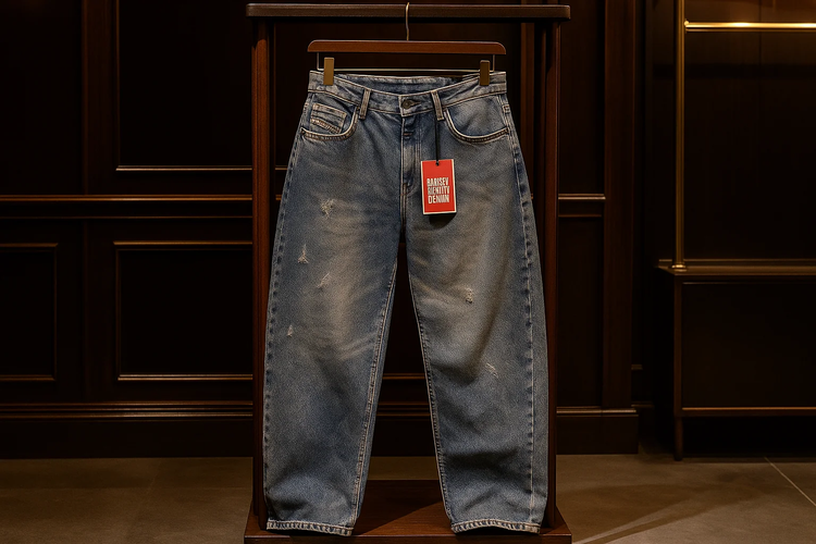 شلوار بگ مردانه پارچه جین کجراه رنگ خاص کاستوم پنبه کد ۷۶۵