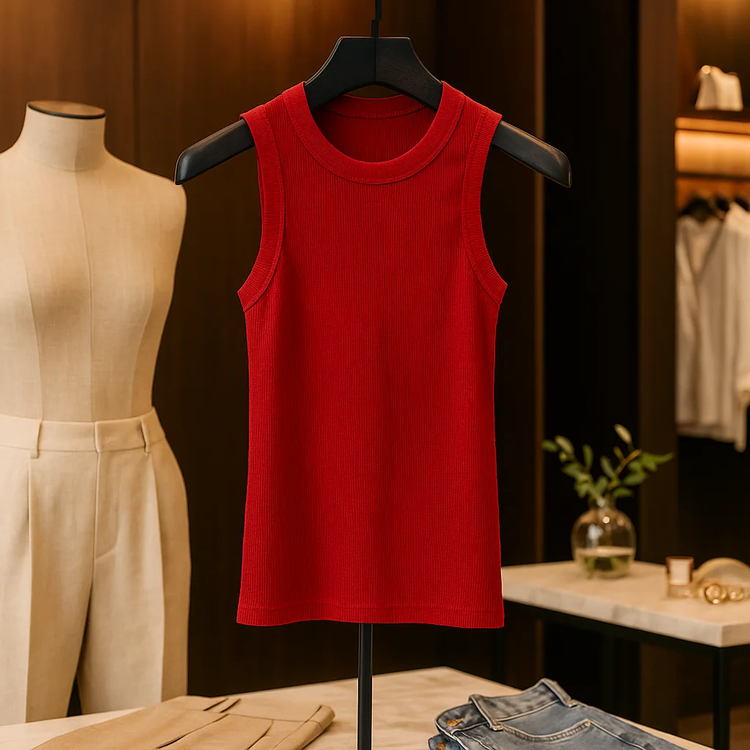 تنک تاپ زرشکی مردانه | پارچه کبریتی پاور کش | پارچه پنبه کبریتی اعلا|فری سایز