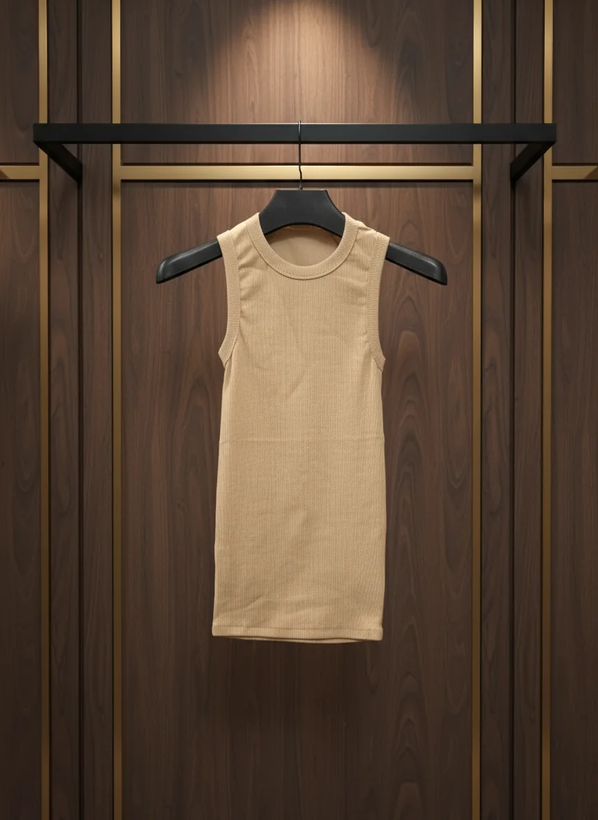 تنک تاپ کرمی مردانه | پارچه کبریتی پاور کش | پارچه پنبه کبریتی اعلا|فری سایز