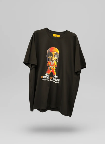 تیشرت مشکی با طرح گرافیکی “BEING MYSELF” - سایز 2XL | نخ پنبه