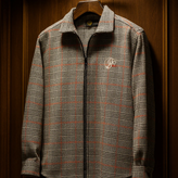 پیراهن پشمی چهارخانه طوسی قرمز زیپدار پرمیوم مردانه – ORIGINAL DEYLAM»