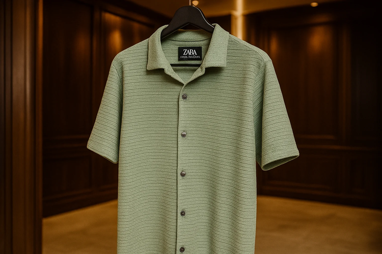 پیراهن لش مراکشی سبز آدامسی یقه انگلیسی | اولد مانی