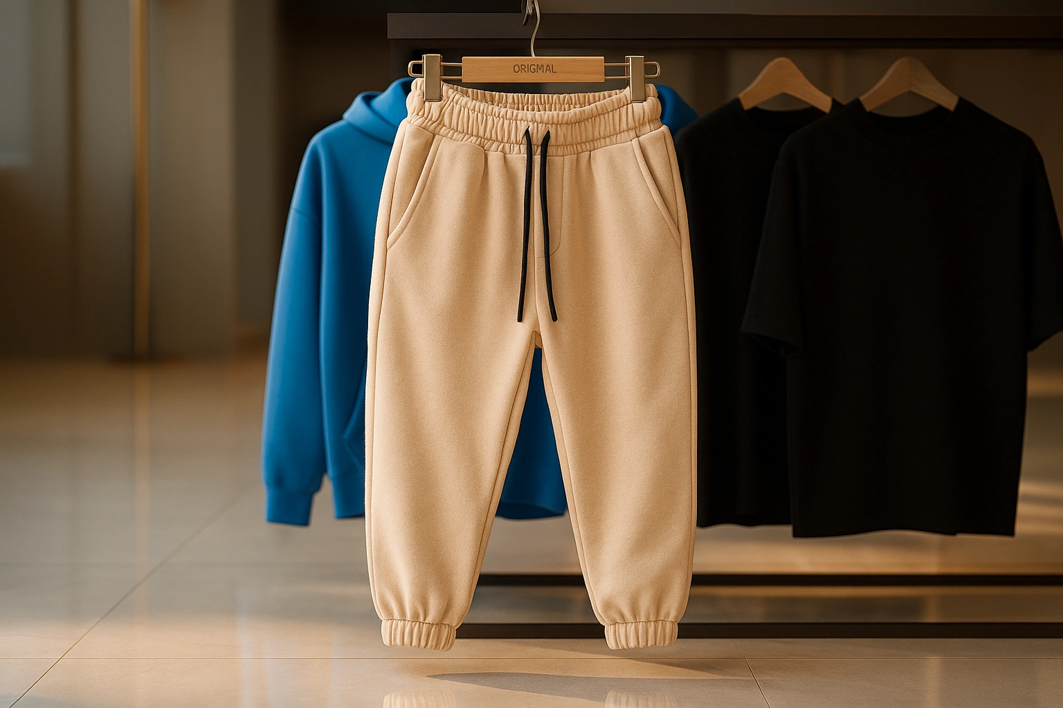 شلوار جاگر کرمی پارچه دورس سه نخ پنبه مردانه | استایل پاییزی مدرن