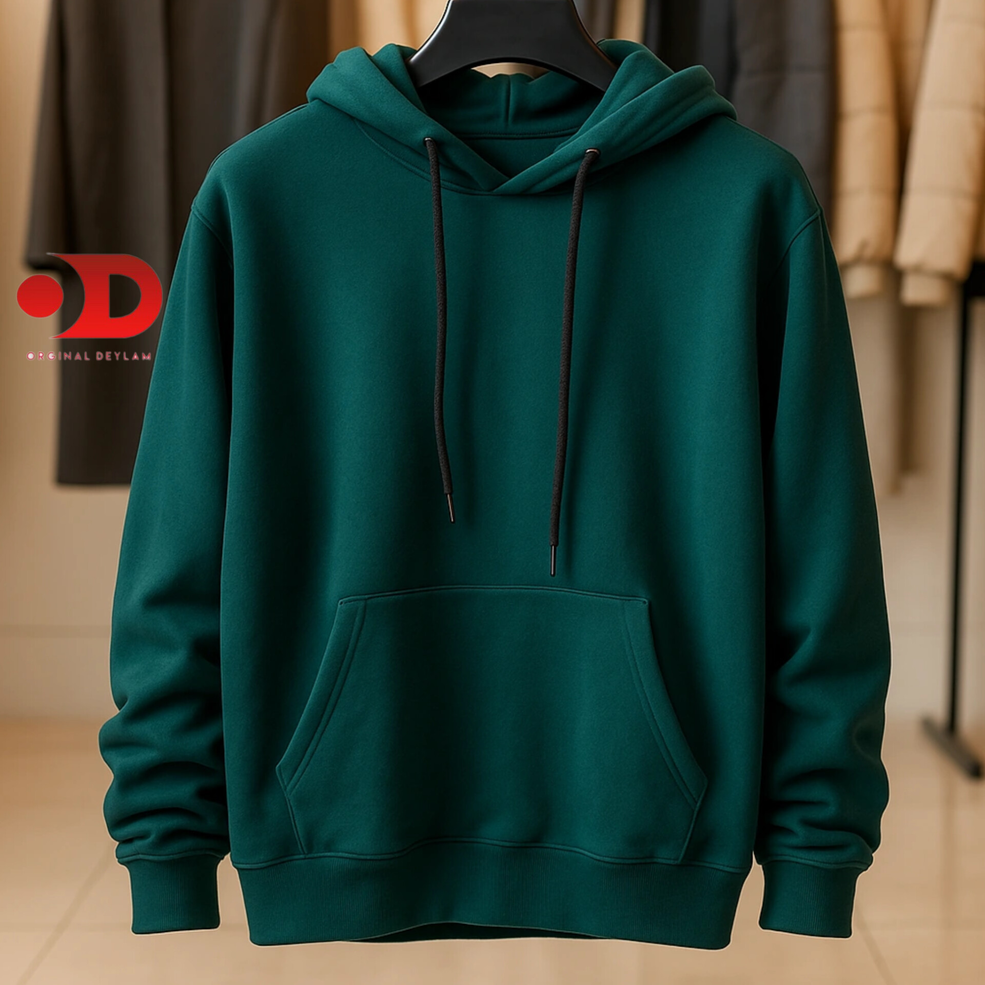 هودی بیسیک سبز کله غازی لش مردانه کیفیت عالی دورس سه نخ | اورجینال دیلم