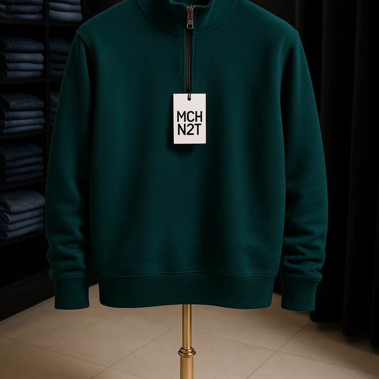 دورس نیم زیپ لش سبز کله غازی پارچه سه نخ پنبه کیفیت پرمیوم پلاس | اورجینال دیلم