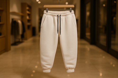 شلوار جاگر سفید پارچه دورس سه نخ پنبه مردانه | استایل پاییزی مدرن