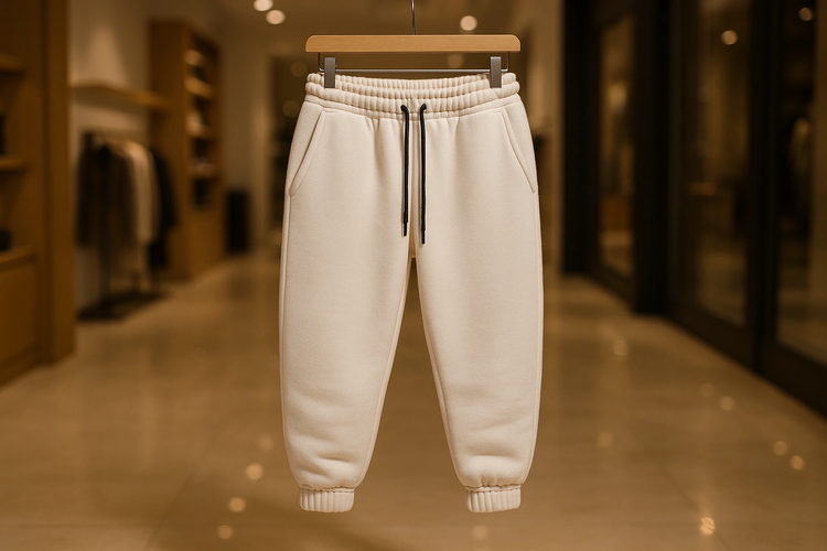 شلوار جاگر سفید پارچه دورس سه نخ پنبه مردانه | استایل پاییزی مدرن