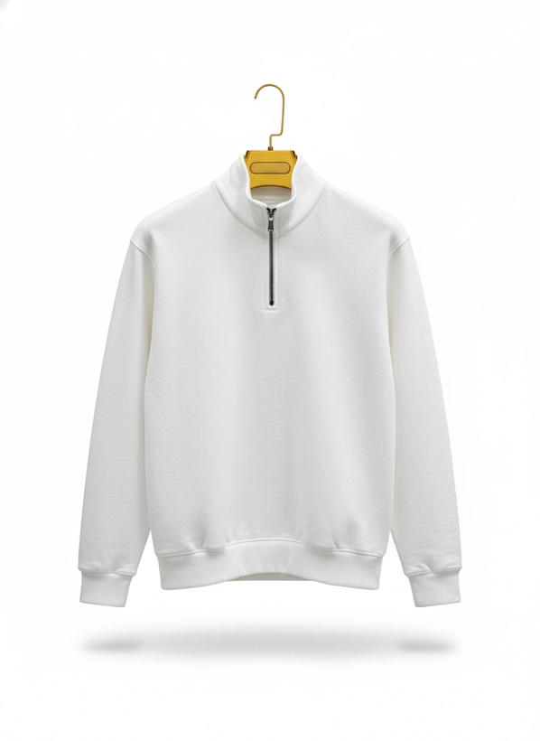 دورس نیم زیپ لش سفید پارچه سه نخ پنبه کیفیت پرمیوم پلاس | اورجینال دیلم