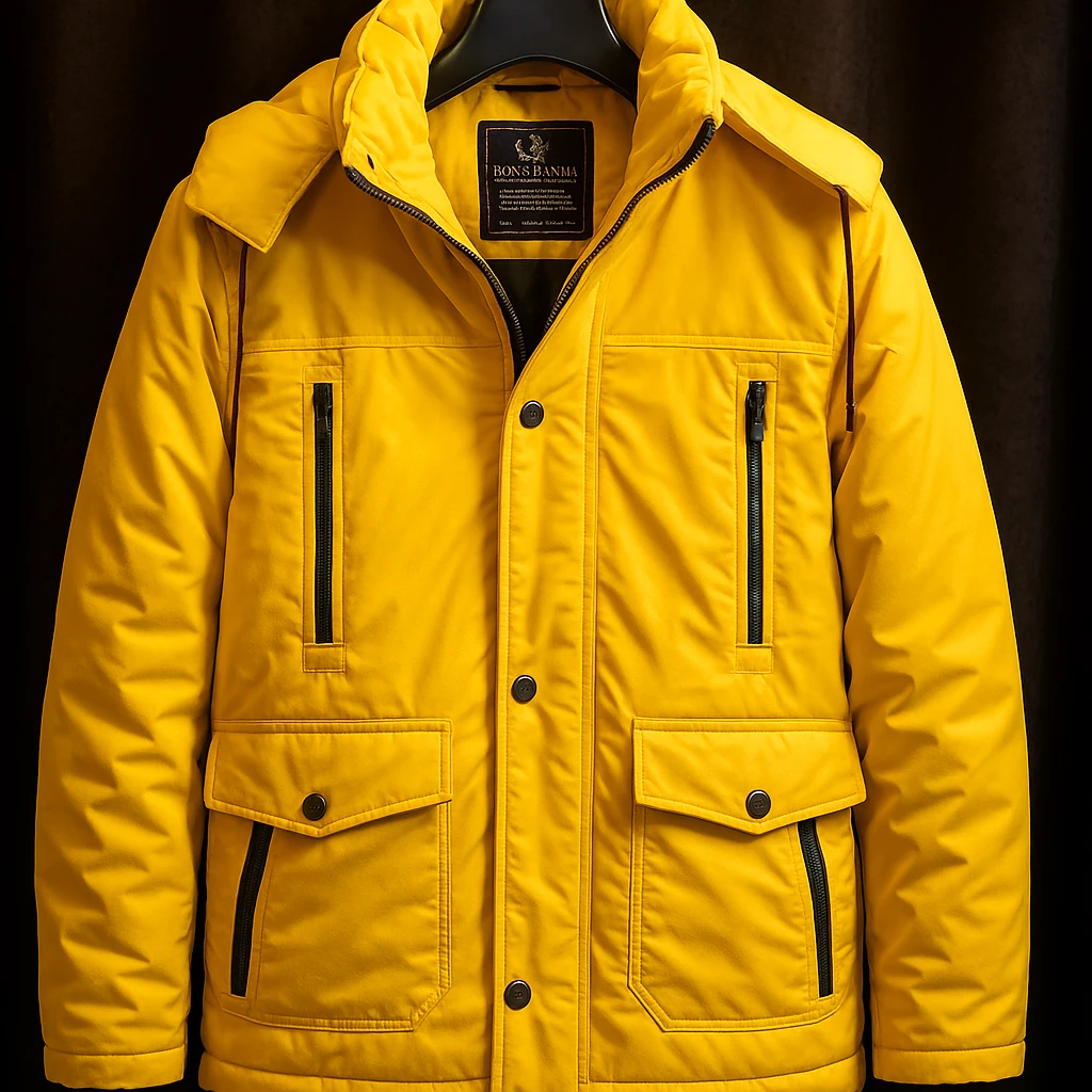 اوور کاپشن برزنتی پشم شیشه خردلی گرم  / فوق‌العاده ضخیم و گرماژ بالا | اورجینال دیلم