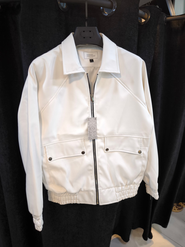 محصول لوکس*جکت چرم سفید مردانه مدل باکسی اولد مانی | اورجینال دیلم